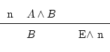 \begin{displaymath}\begin{fitch*}
\par
n & A \wedge B \\
\par
\hline
\par
& B & E$\wedge$\ n
\par
\end{fitch*} \end{displaymath}